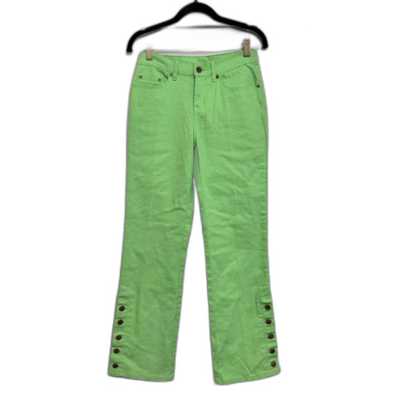 Lime Neon Green Cotton Straight Leg Jeans - Size 2 - Picture 1 of 9